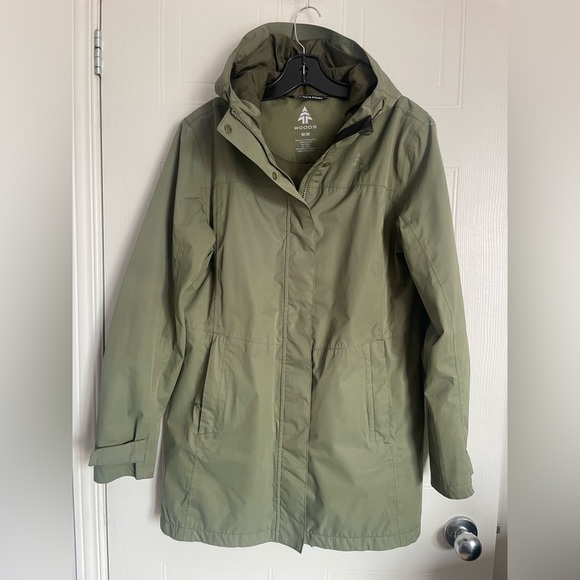 Woods Jackets & Blazers - Gorpcore Woods Hooded Rain Jacket Windbreaker Olive Green M